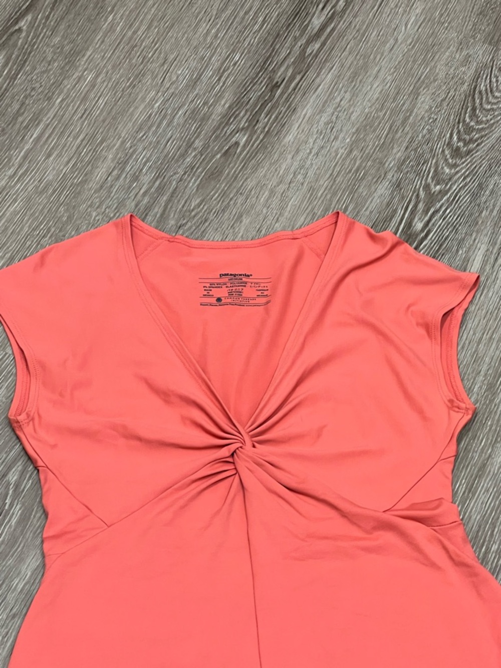 Patagonia Dress Coral Twist Front With Cap Sleeves - Picture 3 of 5